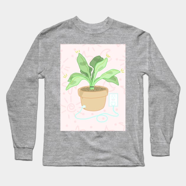 Plugged In Long Sleeve T-Shirt by LadybugDraws